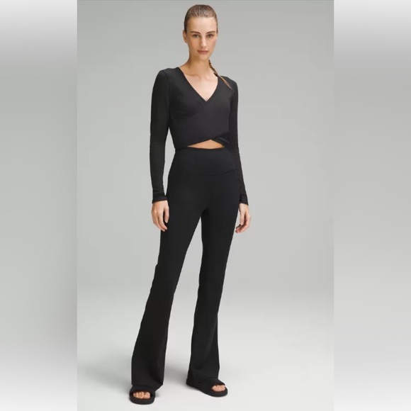 Wrap-Front Ribbed Long Sleeve Top - Picture 2 of 9